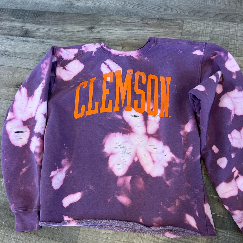 Clemson Purple Tie-Dye Crewneck Sweatshirt